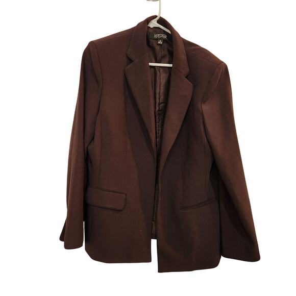 Kasper Workwear Classic Iconic Stretch Rich Chocolate Blazer Jacket Size 14 - Picture 1 of 10